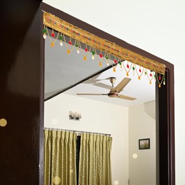 Toran Bandanwaar Decoration Traditional Handcrafted Door Wall Hangings Decorative Hanging for Home Temple Festival Wedding Function Party Décor and Gifting (Golden Beads)
