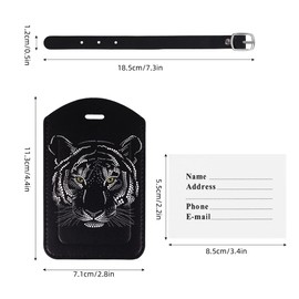 AUERVO 2Pack Luggage Tags Tiger, Travel Leather Luggage Tags with Name ID Labels for Suitcase Baggage Backpacks Tags Waterproof