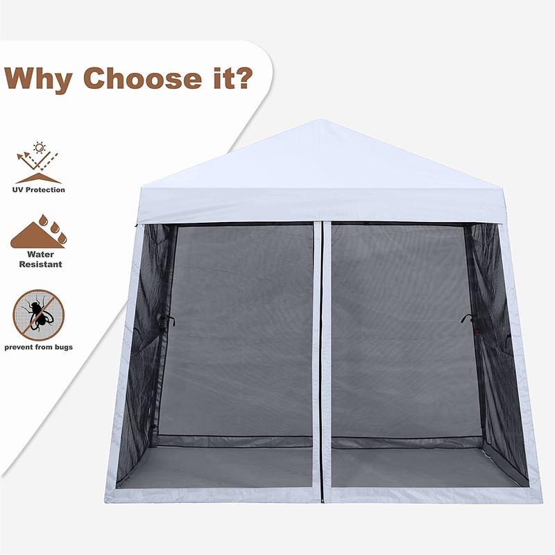MASTERCANOPY Pop Up Gazebo Canopy with Mosquito Netting (10x10, White)