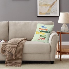 Likjad Room Music Room Decor,Green Pillow Covers 18x18 - Sage Green Decorative Throw Pillow Cover,The Music Sounds Better with You Pillowcase,Sage Green Throw Decorative Pillowcase for Couch Living