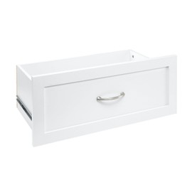 ClosetMaid SuiteSymphony Wood Closet Drawer, Add On Accessory, Shaker Style, for Storage, Closet, Clothes, 25” x 10” Size for 25 in. Units, Pure White/Satin Nickel