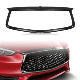 Front Grille Cover Trim Overlay for Infiniti Q60 Coupe 2017-2022 Gloss BlackColor: Black