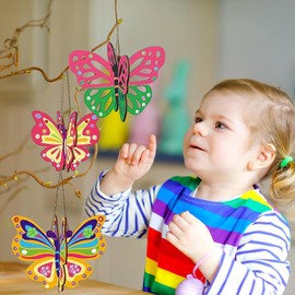JanFebMar 13 Pieces 3D Wooden Butterfly Craft Sets for Children, Creative Art & Craft Supplies, 3D Butterflies for Crafts, Ideal Gifts for Boys and Girls