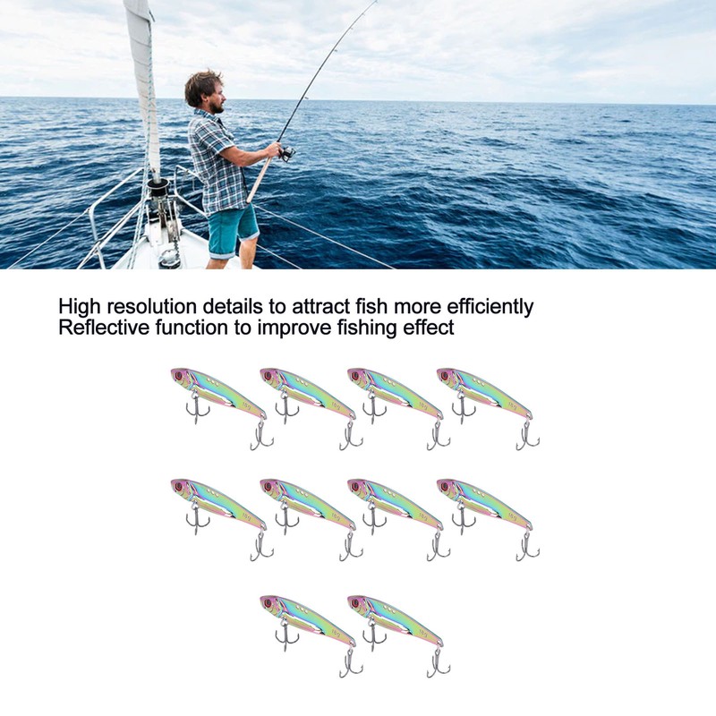10PCS Fish Shape Artificial Bait High Simulation Aluminum Alloy Fishing