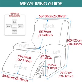 Velvet Recliner Chair Cover with Side Pocket - Stretch Recliner Slipcover for Electric Chair Soft Thick Fabric Armchair Cover for Winter Armchair Slipcovers for Living Room (Velvet - Darkcoffee)