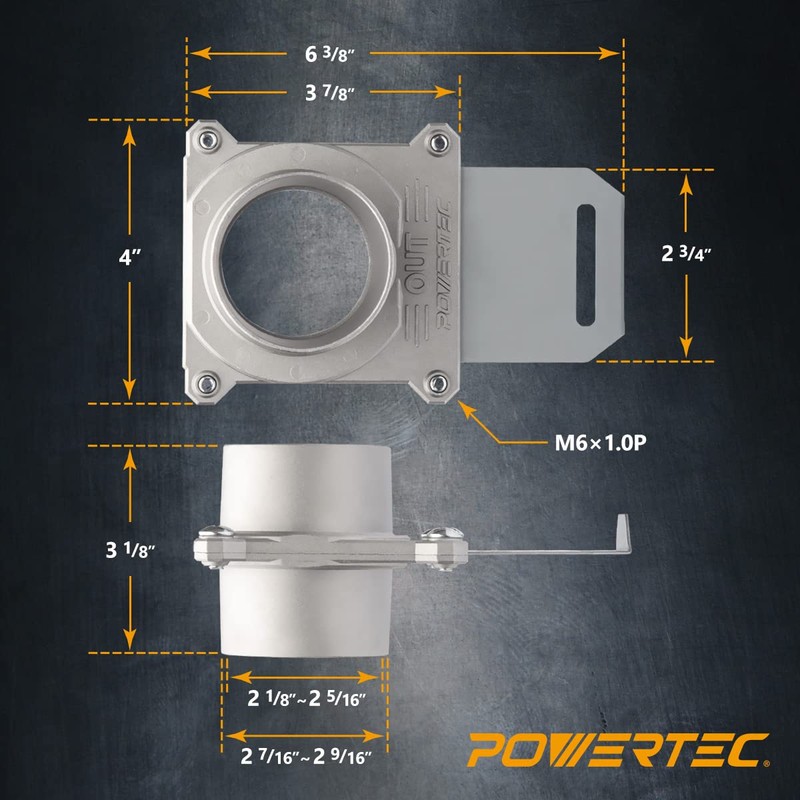 POWERTEC 70325 Blast Gate 2-1/2 Inch, w/Anti Clog and Air