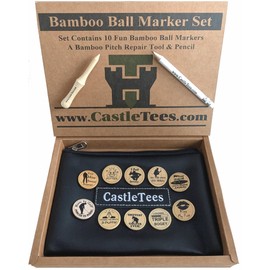 Castle Tees Funny Joke Novelty Golf Ball Markers Set of 10 in a Zip Tee Bag with Free Pitch Repair Tool & Pencil in a Gift Box. Fun Golf Gift for Christmas or a Birthday or as a Great Golf Prize
