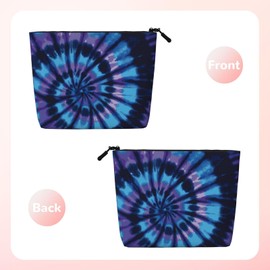 MINIOZE Tie Dye Blue Purple Makeup Bag Travel Cosmetic Bag Organizer Toiletry Bag Make Up Bags For Women Girls Large Light