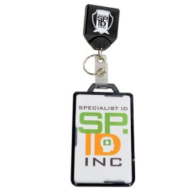 Heavy Duty Retractable Badge Reel with RFID Blocking Badge Holder - Identity Stronghold Multi Card Holder w/ Key Ring for Two Badges - Square No Twist Reel for Military, Security by Specialist ID