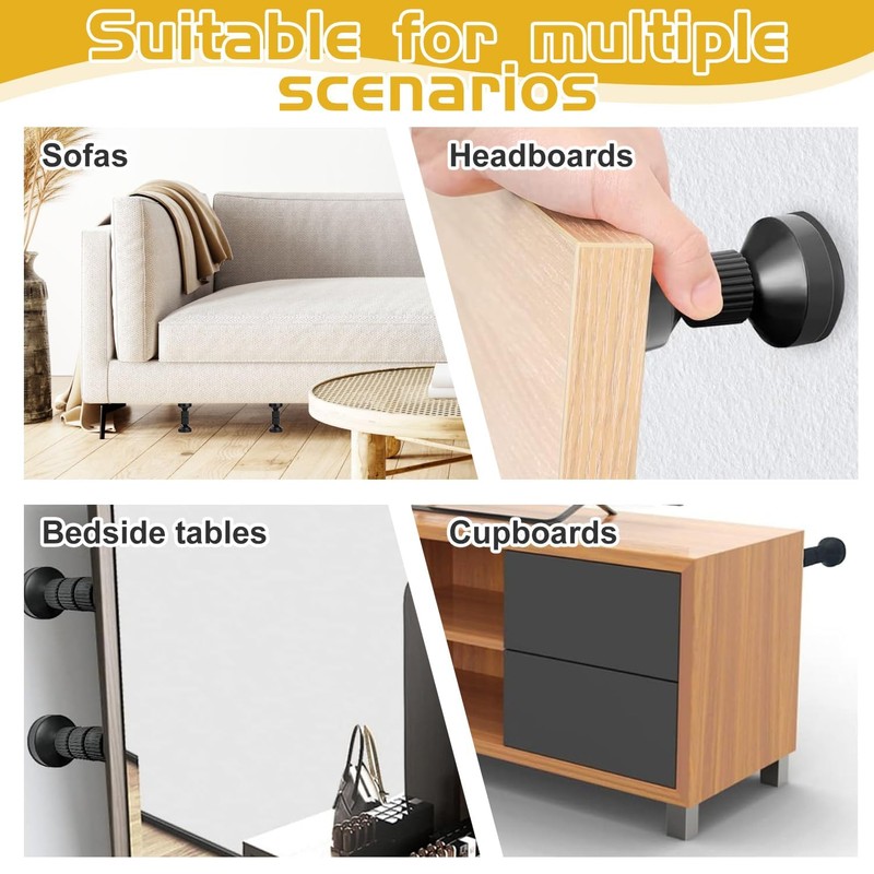 Tholire 2PCS Headboard Stoppers – Adjustable Bed Wall Stoppers –
