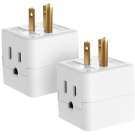 Fosmon 3 Outlet Wall Adapter Cube Tap, 90 Degree Wall Tap Triple Power Adapter, Outlet Splitter 3 Prong, Multi Plug Outlet, 3 Way Plug Adapter, Outlet Extender for Home or Travel, ETL Listed- 2PACK