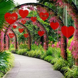 TUPARKA 25 Pcs Valentine's Lawn Decorations,Hanging Hearts for Valentine' Day Decoration Wedding and Party Supplies,Mixed Size