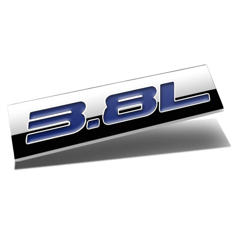 Auto Dynasty Chrome Finish Metal Emblem 3.8L Badge (Blue Letter)