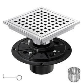 NIREU 6 Inch Square Shower Floor Drain,304 Stainless Steel Square Shower Drain, High Flow Design CUPC & Watermark Certified