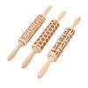 3Pcs Wooden Embossed Rolling Pin Cute Christmas Pattern Engraved Embossing