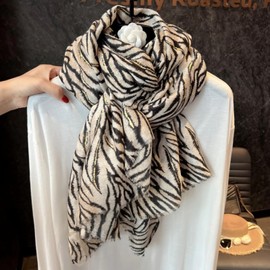 KRUIHAN Women's Zebra Print Scarf 180x85cm Lightweight Fall Winter Wrap Women Accessories Scarf for Women UK,Style C-Beige Shawl