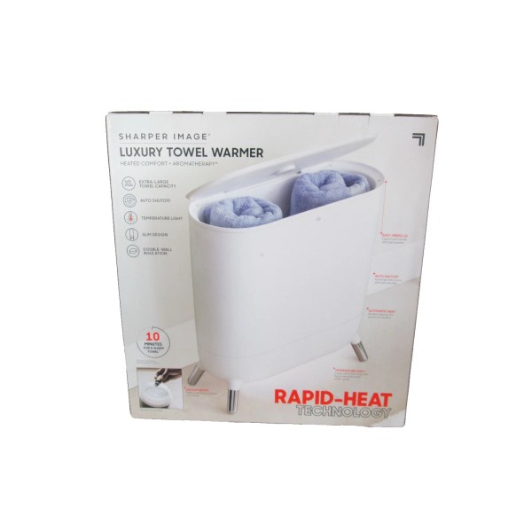 Sharper Image Luxury Towel Warmer Aromatherapy White Heated Comfort New