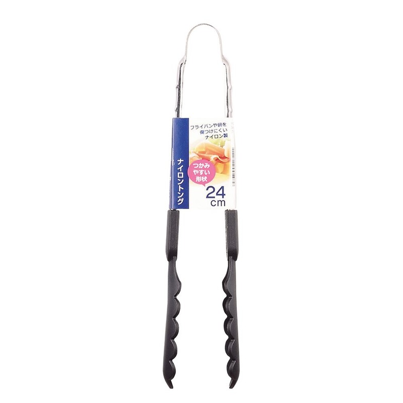 Pearl Metal C-1822 Nylon Tongs, 9.4 inches (24 cm), Black,