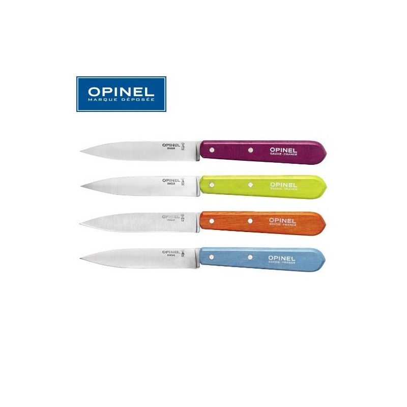 Opinel Küchenmesser-Set, lebendige Farben, 4 Messer Nr. 112