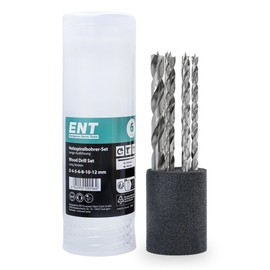 ENT 09256 6-Piece Wood Drill Bit Set HSS-G Diameter 4-12 mm Usable Length 100 mm Total Length 150 mm