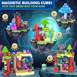 Coodoo Magnetic Blocks, Build Mine Magnet World Set for Kids Ages 4-8, Magnetic Tiles Toddler Outdoor Toy STEM Construction Building Blocks Sensory Toys for Boys & Girls Ages 3+ Kids Games