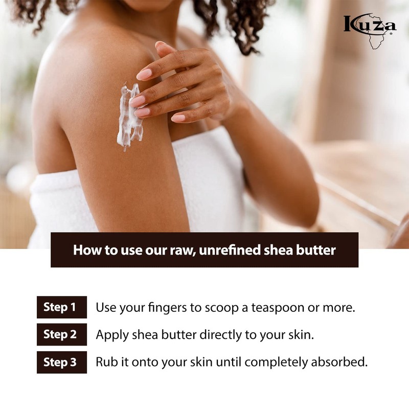 Kuza 100% Pure African Shea Butter with Borututu, White Creamy