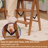 JIKUGO Foldable Step Stool Bamboo,3 Step Ladder with Wide Anti-Slip