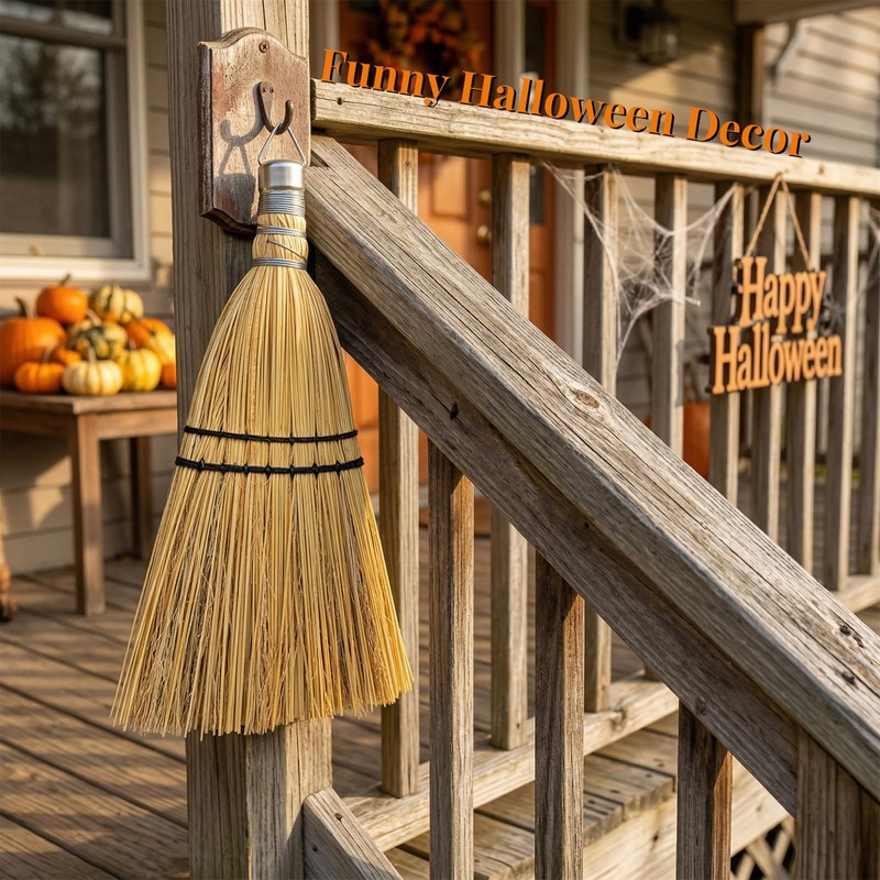 12" Hand Held Whisk Broom 2 Pack, Natural Handmade Corn