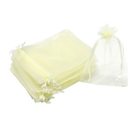 Bezall 100Pcs Drawstring Organza Bags 4x6 inch, Mesh Jewelry Candy Pouch Christmas Wedding Party Favor Gift Bags (Beige)