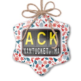 NEONBLOND Christmas Ornament ACK Airport Code for Nantucket, MA Red White Blue Xmas