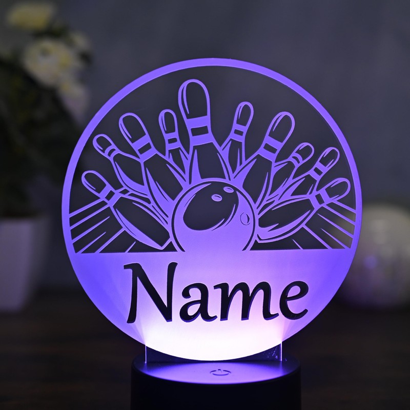 Optechvisual Personalisierte Bowling LED Lampe – Geschenk zum Geburtstag für