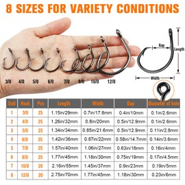 Dovesun Circle Hooks Saltwater 25pcs, 3X Strong Circle Fishing Hooks for Catfish in-line Catfish Hook for Striper, Mackerel, Bass, Tuna 5/0