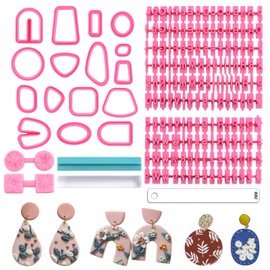 URROMA Zahlen- und Buchstabenstempel-Set für Fondant, Ton, Kekse, geometrische Ton-Ohrring-Ausstechformen, Kunststoff-Ton-Ausstechformen für Ohrringe, Schmuckherstellung