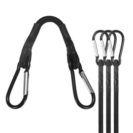 M METERXITY 4-Pack Bungee Cords, 5.9 Inch High Elastic Canopy Tarp Tie Down Bungee Straps with Aluminium Hooks for Camping/Tent/Cargo Holding Wire Hoses/Patio Umbrellas/Shelter [Black]
