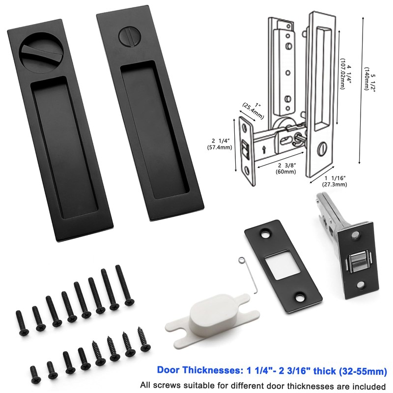 Dontay Pocket Door Handle, Modern Rectangular Keyed Entry Function, (Bed/Bath)