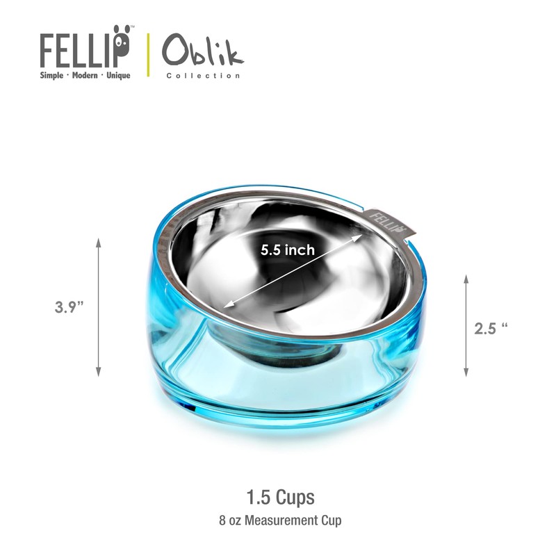 Felli Pet Oblik Slanted Dog Food Water Bowl Elevated Stainless