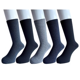 Men's Warm Business Socks, Hair Blend, Heat Insulation, Far Infrared 9.8 - 10.6 inches (25 - 27 cm), 5 Pairs (Color Selected)