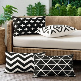 JOTOM Set of 4 Outdoor Cushion Covers, Decorative Waterproof Throw Cushion Cover, Modern Cushion Covers, Sofa Cushion, Decorative Cushion Cover for Living Room, Bedroom, Garden Decoration (30 x 50 cm