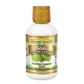 Dynamic Health Organic Noni (Morinda citrifolia) 100% Juice | For Increased Energy & Body Health | No Additives, Vegetarian | 16oz Plastic