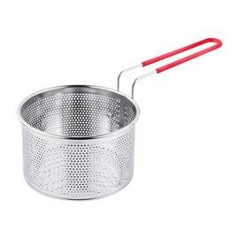 DASNTERED Deep Frying Basket with Handle, Deep Frying Basket, Long Handle, Universal Stainless Steel for Pot, Round, Food Strainer Basket, 16 cm