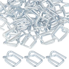 PATIKIL 50 Pcs Metal Wire Buckle Fit for 1(2 Inch(13mm) Width Cord Strapping Buckles Galvanized Metal Coating Cord Strapping Composite for Packaging Shipping, Silver