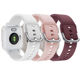 Sankel 3 Pack Compatible for Garmin Venu Sq 2 Bands,Women 20mm Soft Silicone Sport Replacement Strap Wristband for Garmin Venu/Venu Sq/Venu Sq 2 Music,Vivomove HR,Vivoactive 3,Garmin Move Luxe/Style