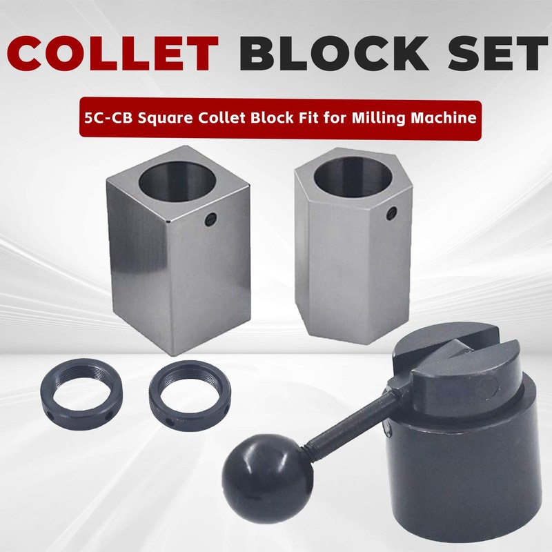findmall 5C-CB 5C Collet Block Set Hex, Square Collets and