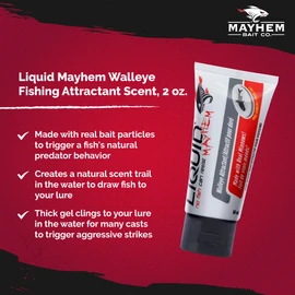 Mayhem Bait Co. Liquid Mayhem Fish Attractant, Bait Scent with Real Bait, Walleye, 1 Pack