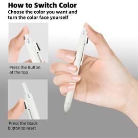 Multicolor Ballpoint Pen+Pencil, 4 In 1 Multifunction Pen for Writing, Retractable 0.5mm Mechanical Pencil, Refillable Medium Nib Journaling Pen with 3 Ink Color, Gift Set for Men and Women, White