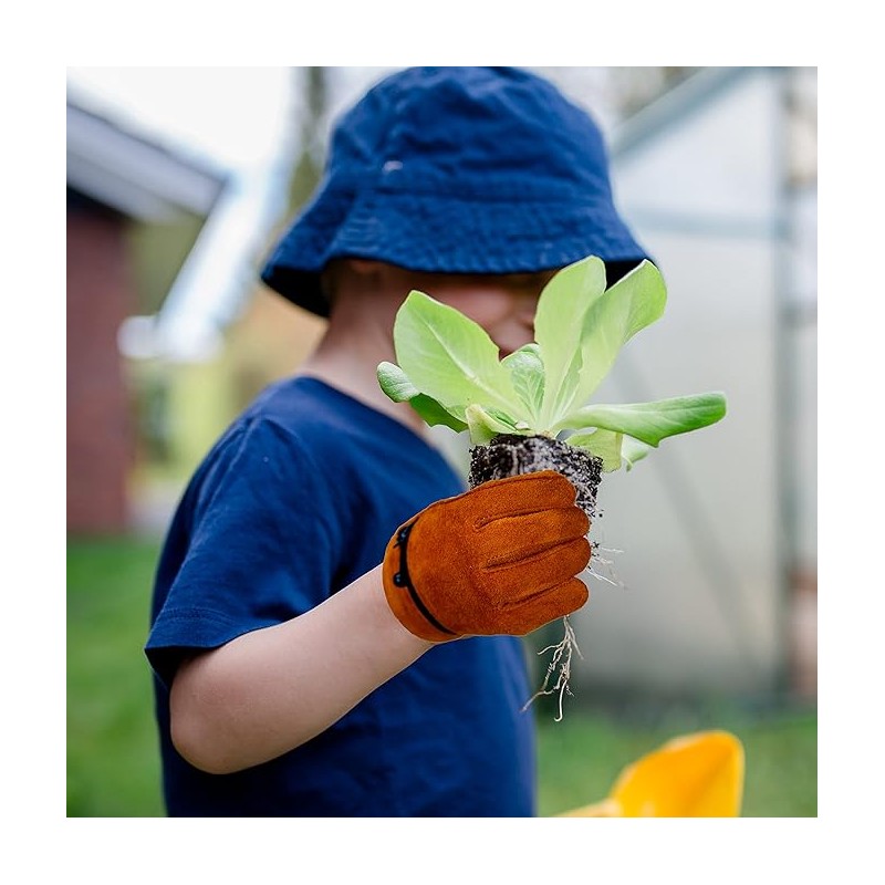 Hocoi Moa Kids Leather Work Gloves for Toddlers Age 5-7