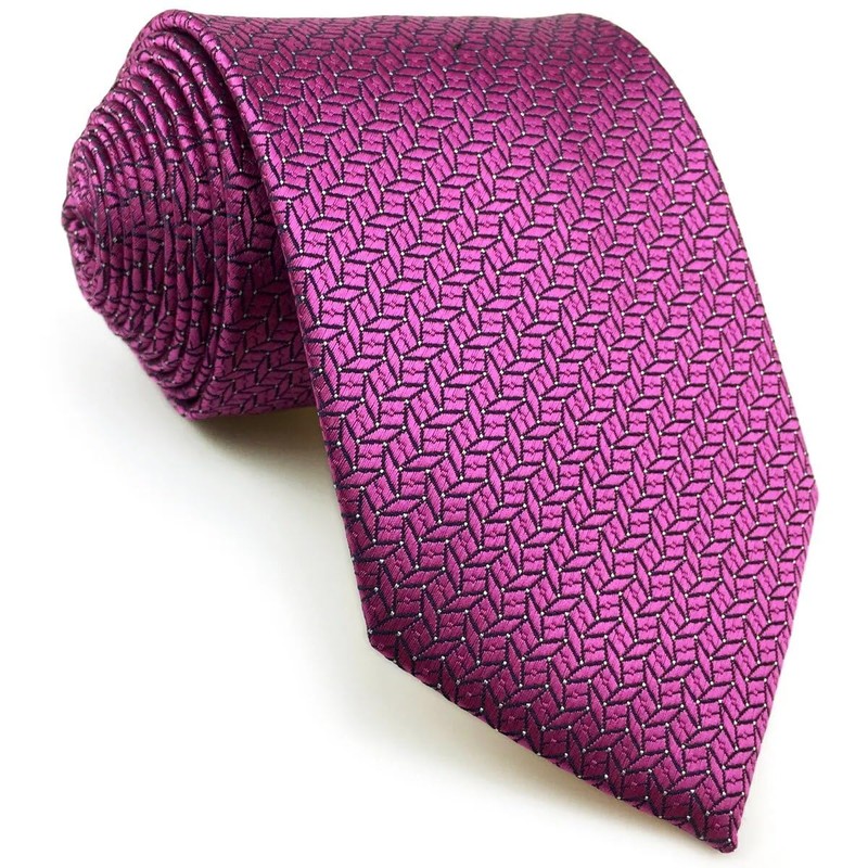 S&W SHLAX&WING Fuchsia Men's Necktie, Silk, Plain, Purple, Wedding, 8cm