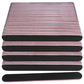 Nail Files Bulk (100 Pack), Professional Emery Board 100/180 Grit Nail File Double Sided Emory for Natural and Acrylic Nails Fingernail Files for Gel Nail Reusable Manicure Disposable Pedicure Black