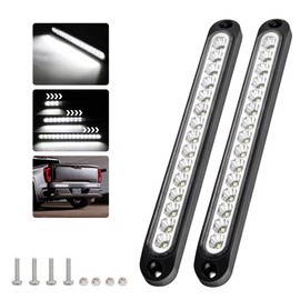 2Pcs 15 Led Brake Light Bar, 12-24V Waterproof Dynamic Stop Flowing Brake Rear Tail Light Bar Daytime Running Driving Light for Car SUV RV Truck Trailer (white)