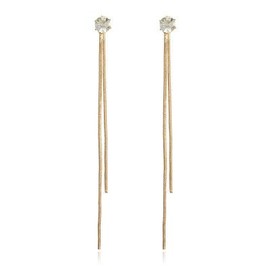 Women's Pierced Earrings, Dainty and Simple, Korean, Binaural Set, Long, Gold/Silver, Silver